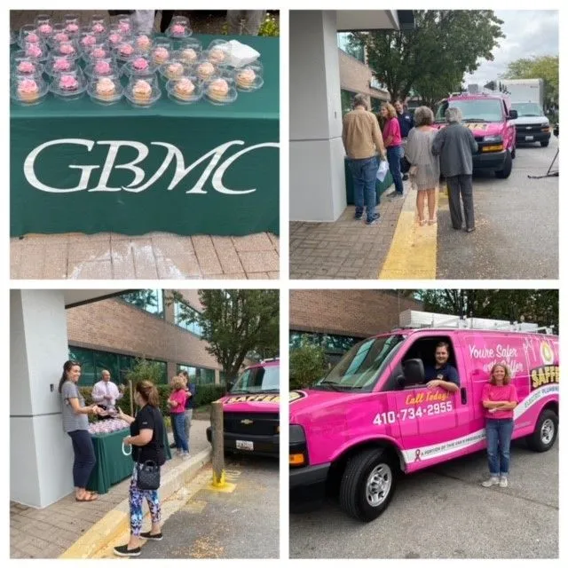 GMBC Pink van, cupcake table, event