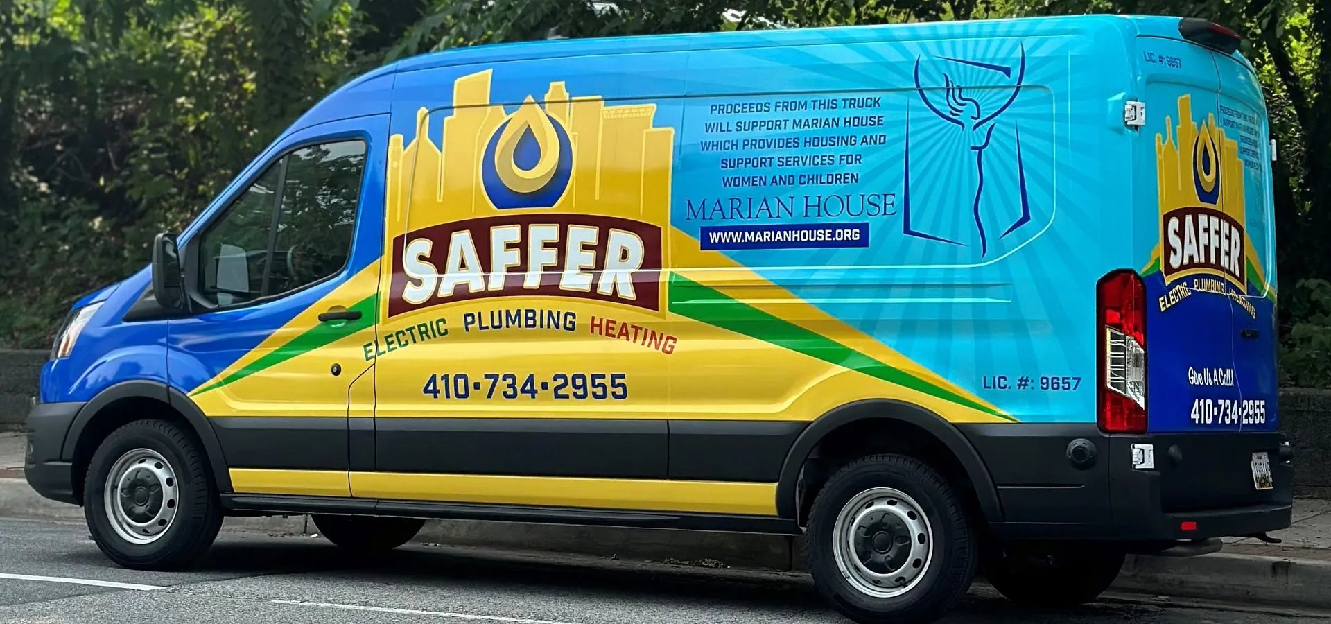 Saffer blue van for Marian House charity